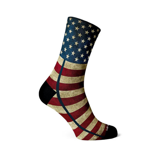 Calcetines con diseño de la bandera de Estados Unidos, ideales para un estilo patriótico y moderno.