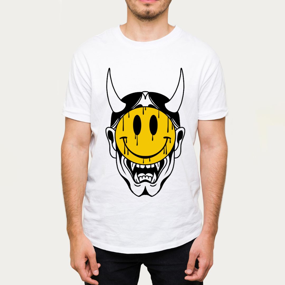 Parte Delantera Camiseta Blanca Oni Smile by Rayo Tattoo