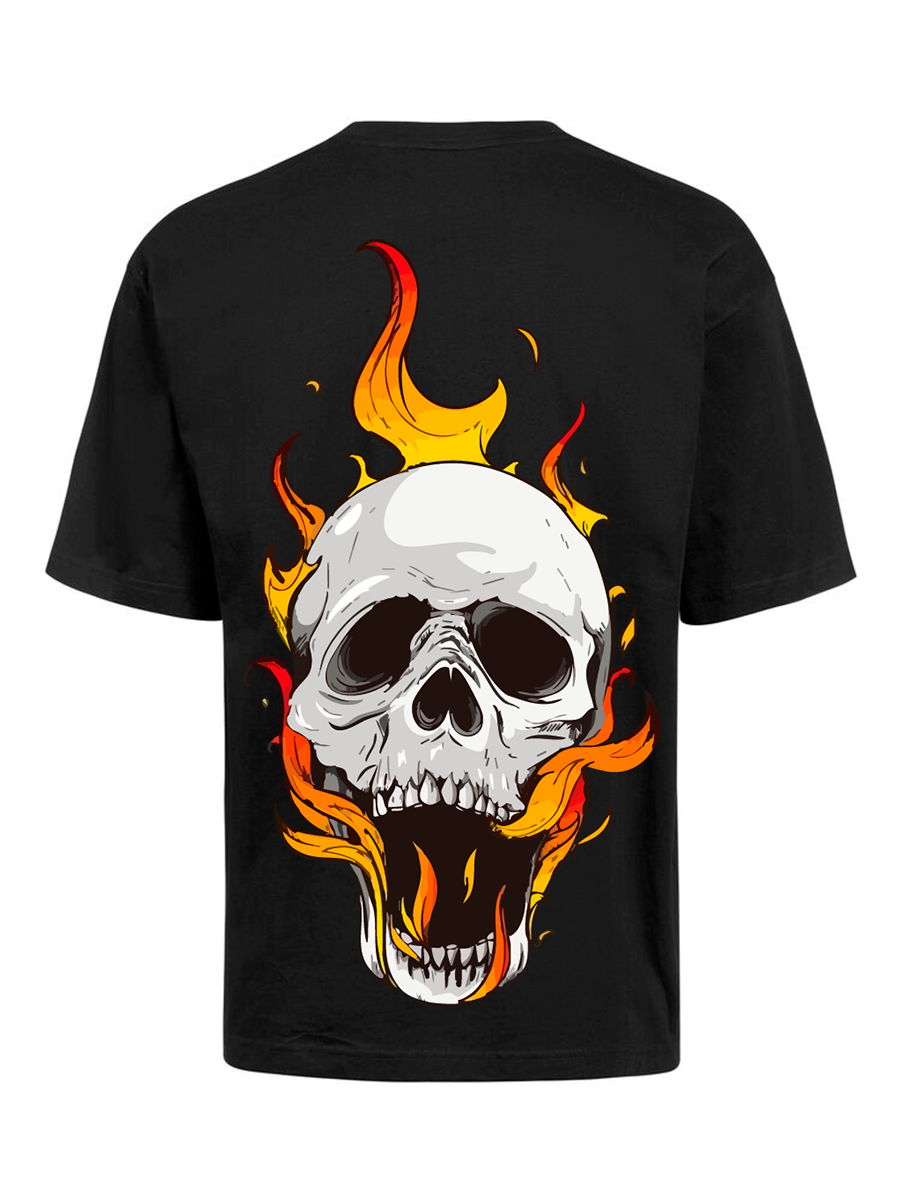 CAMISETA - Calavera en llamas