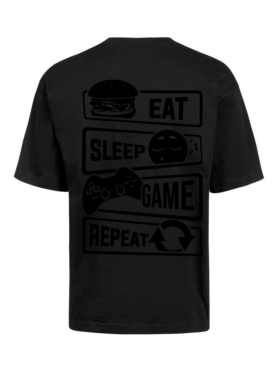 CAMISETA - eat, sleep, game blanco